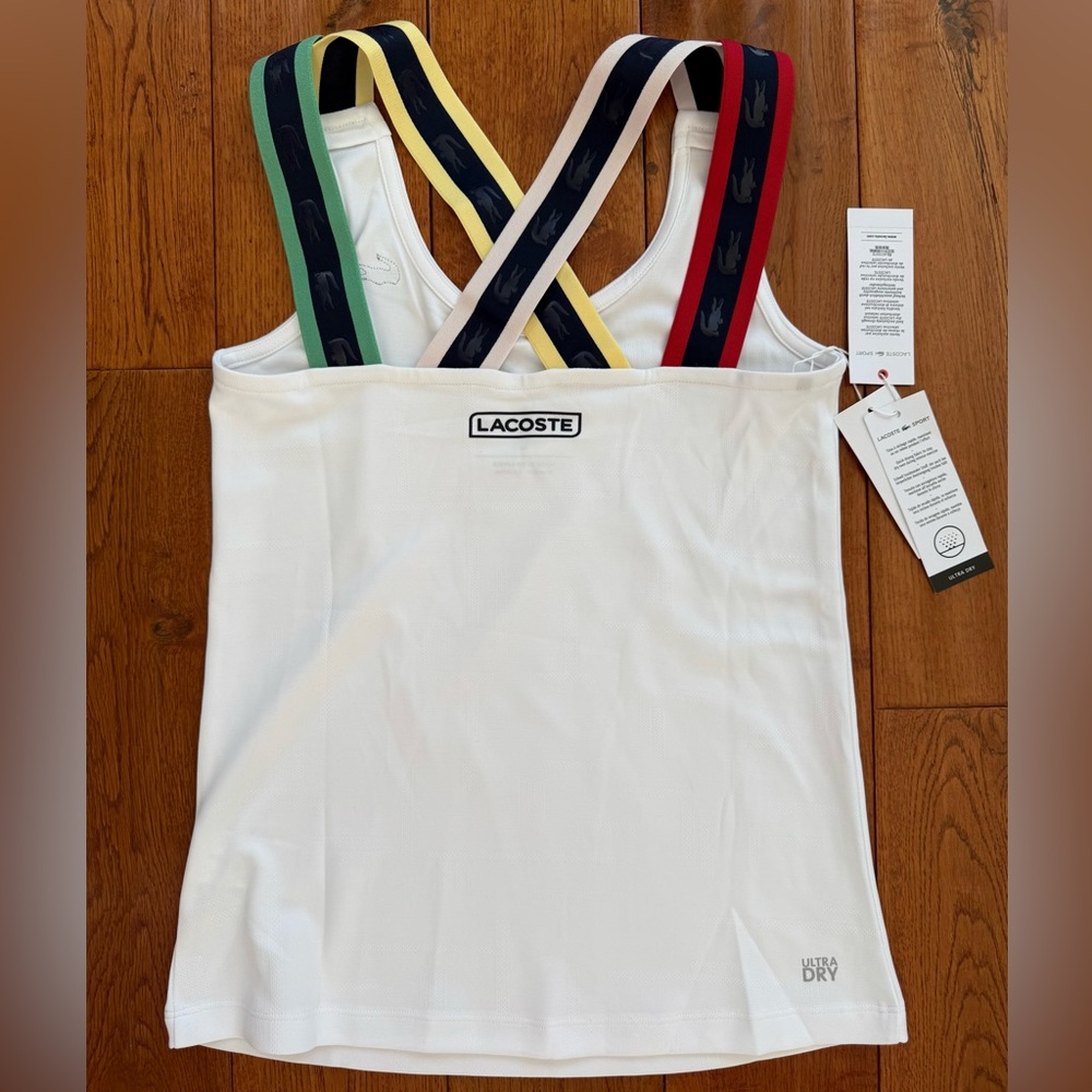Lacoste Sport Women's White Tank Top with Colorful Straps - size Small - Picture 4 of 12